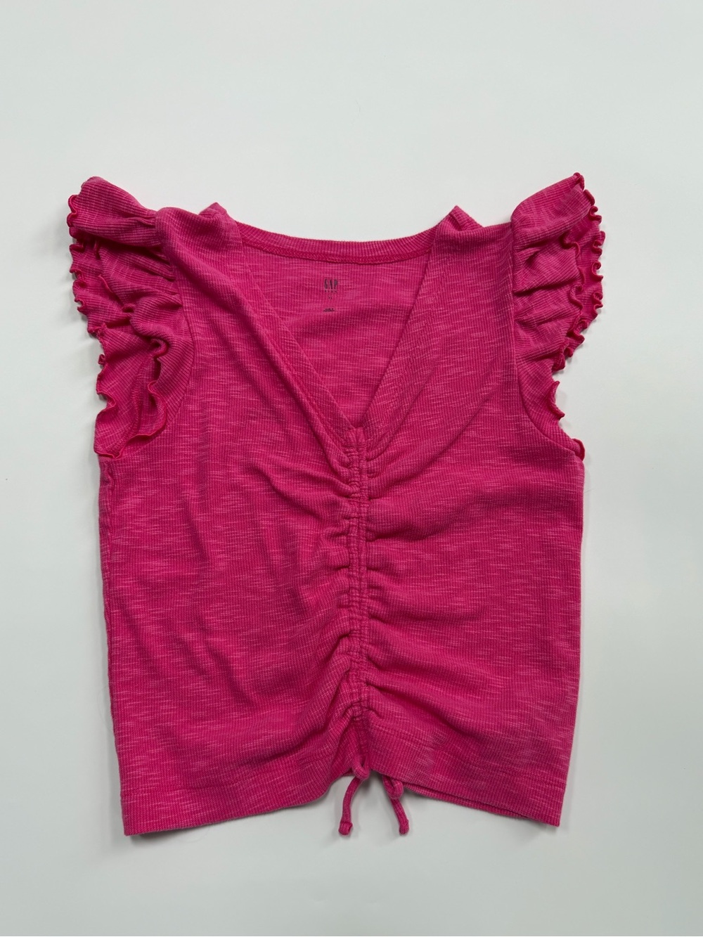 Gap Kids Fushia Ruffle Sleeve Ruched V-Neck Tank Top Size XL